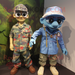 nan Para Commando mascot costume character dressed with a Chambray Shirt and Watches