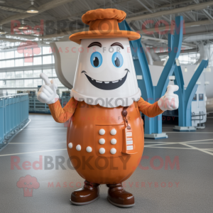 Rust Bottle Of Milk mascot costume character dressed with a Vest and Berets