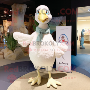 White Dodo Bird mascot costume character dressed with a Long Sleeve Tee and Scarves