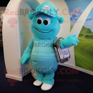 Cyan Golf Bag maskot drakt...