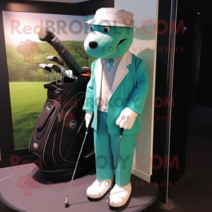 Cyan Golf Bag maskot kostym...