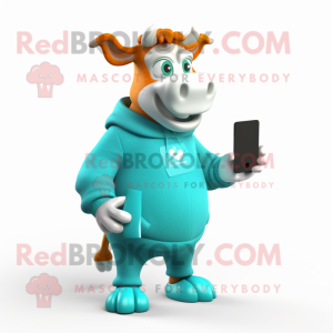 Cyan Guernsey Cow maskot...