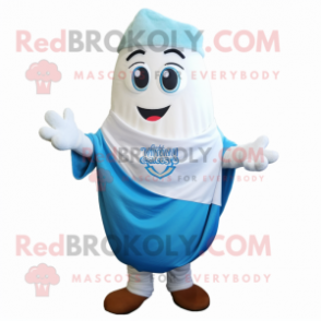 Blue Clam Chowder mascot costume character dressed with a V-Neck Tee and Bracelets
