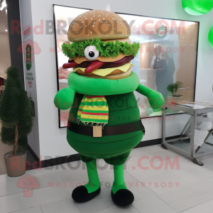 Grøn hamburger maskot...