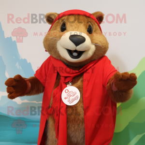Röd Otter maskot kostym...
