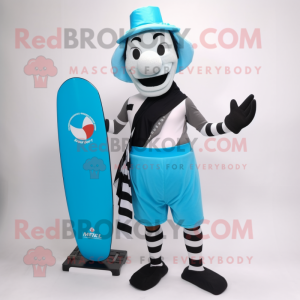 Cyan Mime maskot kostym...