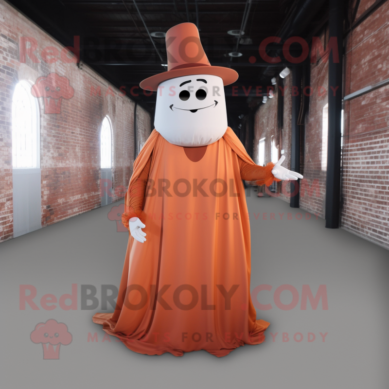 Rust Ghost mascot costume character dressed with a Sheath Dress and Hats