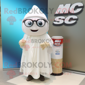 White Miso Soup mascot costume character dressed with a Cover-up and Eyeglasses