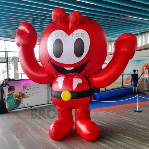Red Heart Shaped Balloons mascot costume character dressed with a Bikini and Belts