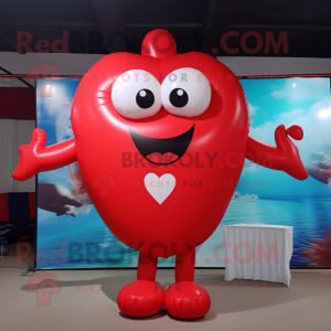Red Heart Shaped Balloons mascot costume character dressed with a Bikini and Belts