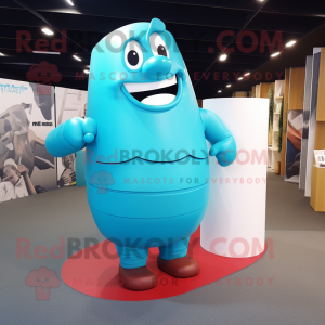 Cyan Strongman maskot drakt...