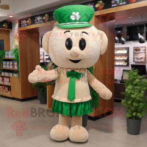 Beige Bunch Of Shamrocks mascot costume character dressed with a Polo Tee and Scarves