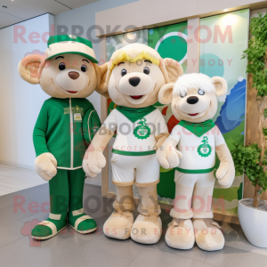 Beige Bunch Of Shamrocks mascot costume character dressed with a Polo Tee and Scarves