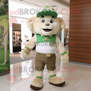 Beige Bunch Of Shamrocks mascot costume character dressed with a Polo Tee and Scarves