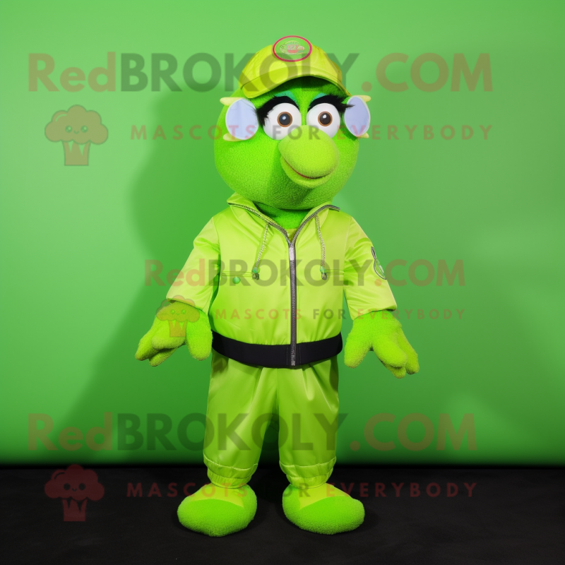 Lime Green But mascot costume character dressed with a Bomber Jacket and Scarf clips