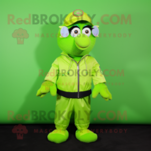 Lime Green But mascot costume character dressed with a Bomber Jacket and Scarf clips