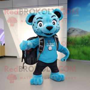 Cyan Jaguar maskot kostume...