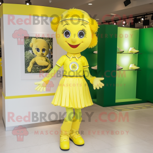 Lemon Yellow Irish Dancer mascot costume character dressed with a Polo Tee and Keychains