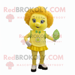 Lemon Yellow Irish Dancer mascot costume character dressed with a Polo Tee and Keychains