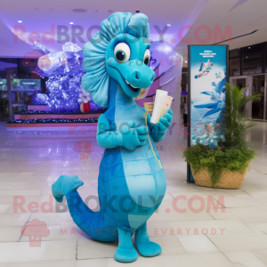 Sky Blue Sea Horse mascotte...