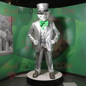 Silver Leprechaun Hat mascot costume character dressed with a Oxford Shirt and Ties