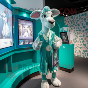 Teal Goat maskot kostym...