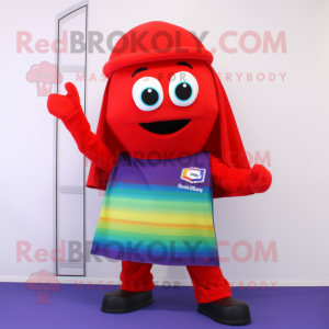 Red Rainbow maskot kostyme...