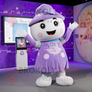 Lavender Ice mascot costume character dressed with a Culottes and Digital watches