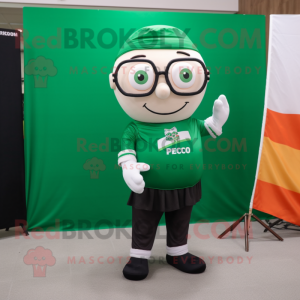 Forest Green Irish Flag mascot costume character dressed with a T-Shirt and Eyeglasses