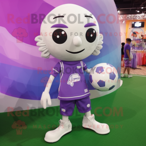 Lavender Soccer Ball mascot costume character dressed with a Leggings and Shoe laces