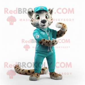 Teal Cheetah maskot-kostym...