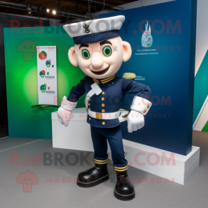Navy Irish Flag mascot costume character dressed with a Bodysuit and Foot pads
