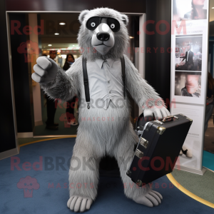 Sølv Sloth Bear maskot...