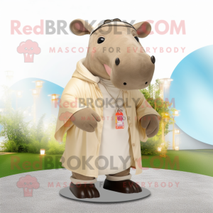 Beige Tapir maskot kostym...