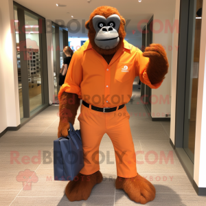 Orange Gorilla mascot costume character dressed with a Running Shorts and  Ties - Mascot Costumes -  Sizes L (175-180CM)