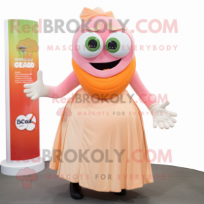 Peach Cyclops mascot costume character dressed with a Maxi Skirt and Gloves