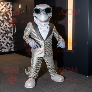 Silver Python maskot kostym...