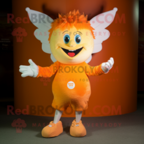 Orange Tooth Fairy mascot costume character dressed with a Shorts and Mittens
