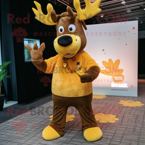 Gold Moose maskot kostume...