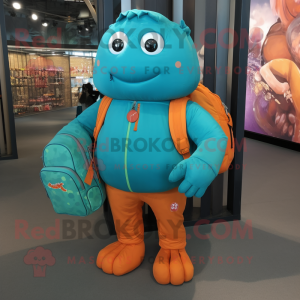 Turquoise oranje mascotte...