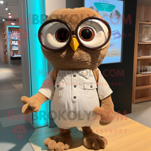 Tan Owl maskot kostume...