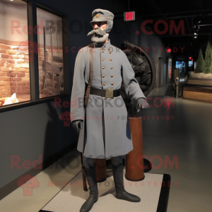 Gray Civil War Soldier mascot costume character dressed with a Leggings and Shawl pins