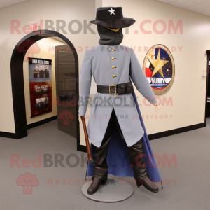 Gray Civil War Soldier mascot costume character dressed with a Leggings and Shawl pins