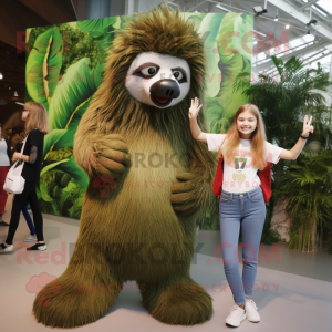 Olive Giant Sloth maskot...