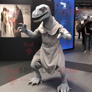 Grå Velociraptor maskot...