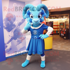 Blue Ram maskot drakt figur...