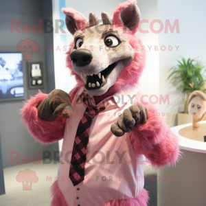 Rosa hyena maskot kostym...