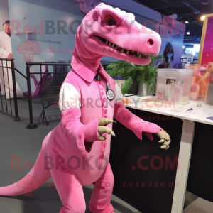 Rosa Allosaurus maskotdräkt...