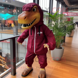 Maroon T Rex maskot kostume...