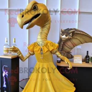 Guld Utahraptor maskot...